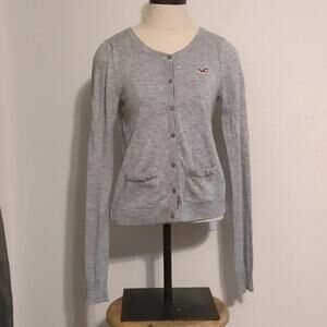 Hollister‎ gray button down cardigan ruffle pocket size M
